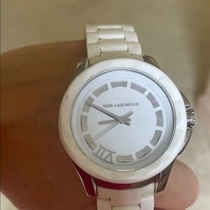 Karl Lagerfeld White and Silver Watch